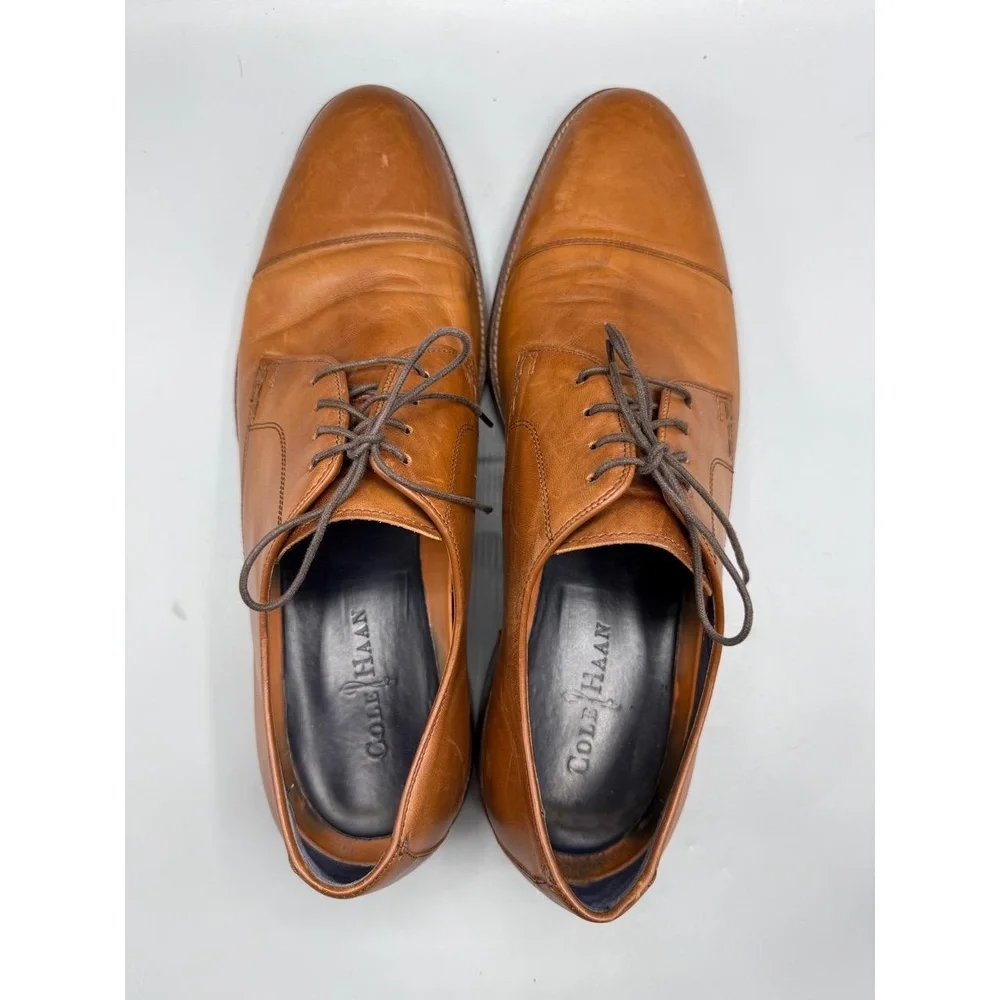 Cole Haan Men's Oxfords 13M Brown‎ Classic Cap-Toe Lace-Up Professional Dapper